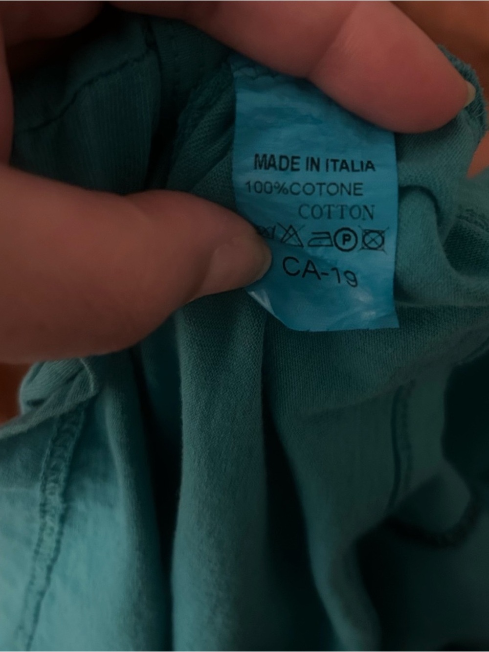 Made In Italy Cotton Sleeveless Teal Asymmetric Tank Top - Picture 7 of 7